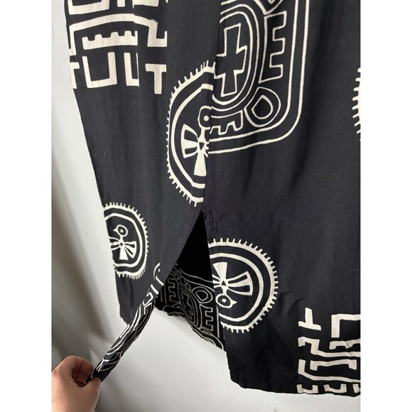 Ashro Skirt Women Black Tribal Midi A-Line Drawstring Rayon Mid Rise XL - Picture 8 of 14